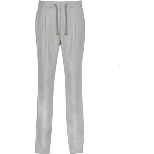 Sweatpants, male, , Size: M Grey Virgin Wool Sweatpants - BRUNELLO CUCINELLI - Modalova