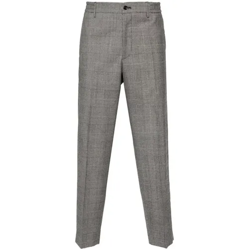 Suit Trousers, male, , Size: M Textured Check Pattern Wool Trousers - Tagliatore - Modalova