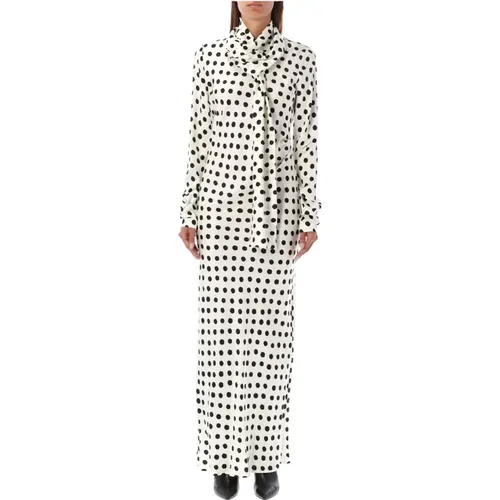 Polka Dots Langes Kleid Off , Damen, Größe: XS - MSGM - Modalova