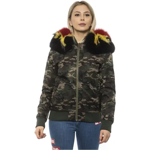 Camouflage Bomberjacke mit Pelzkapuze - Mr&Mrs Italy - Modalova