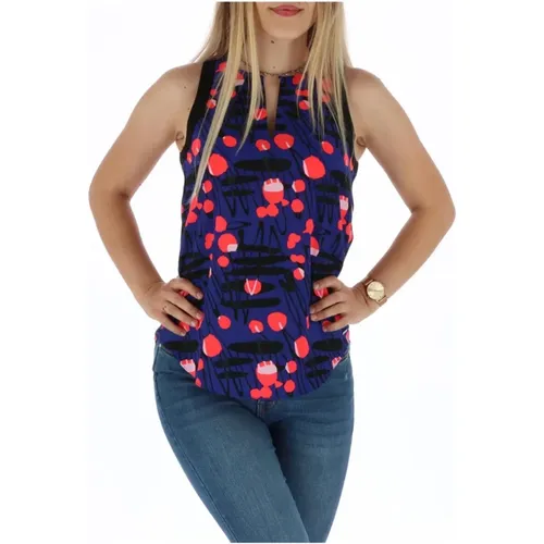 Sleeveless Tops, female, , Size: S Elegant Sleeveless Abstract Blouse - Armani Exchange - Modalova