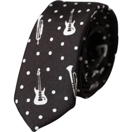 Ties, male, , Size: ONE SIZE Silk Tie with Guitar Motif - Dolce & Gabbana - Modalova