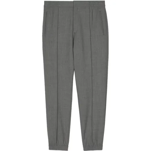 Straight Trousers, male, , Size: W34 Grey Wool Pleated Trousers Slim Fit - Paul Smith - Modalova