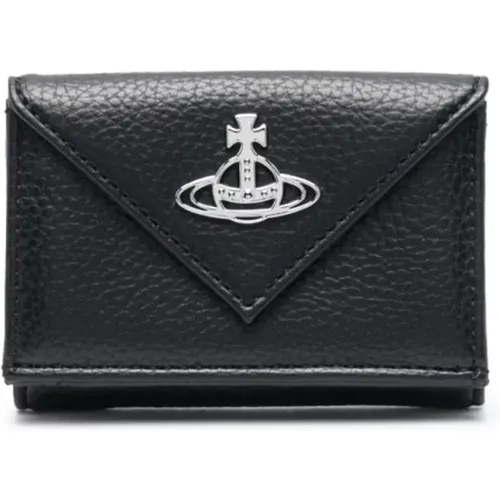 Schwarze Tri-Fold Umschlagbrieftasche mit Signatur Orb Logo - Vivienne Westwood - Modalova