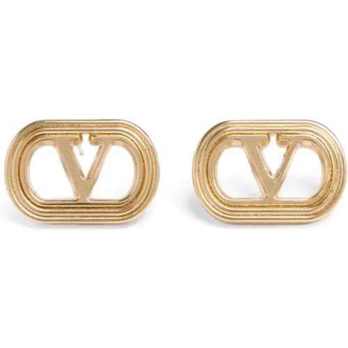 Earrings, male, , Size: ONE SIZE Golden VLogo Signature Earrings Italy - Valentino Garavani - Modalova