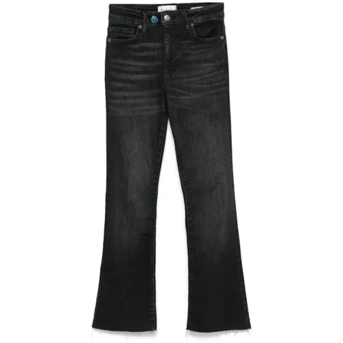 Schwarze Gewaschene Mini Bootcut Hose , Damen, Größe: W28 - Frame - Modalova