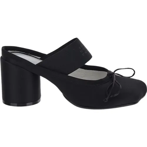 Polyester Logo Heeled Mules , female, Sizes: 5 UK, 4 1/2 UK, 4 UK, 5 1/2 UK, 6 UK, 3 UK - MM6 Maison Margiela - Modalova