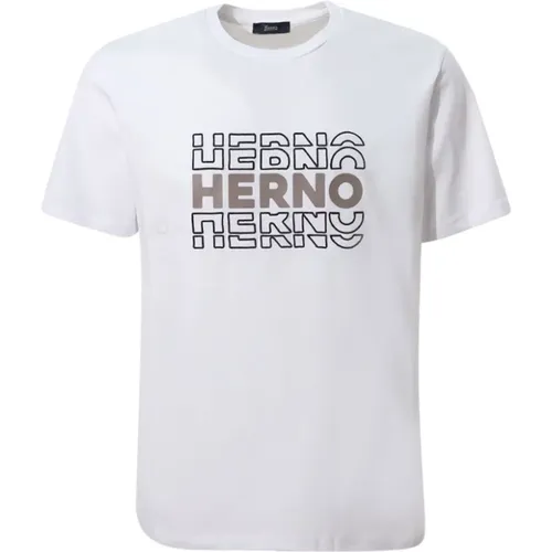 Lettering Print T-shirt , male, Sizes: XL, M, 2XL, L - Herno - Modalova
