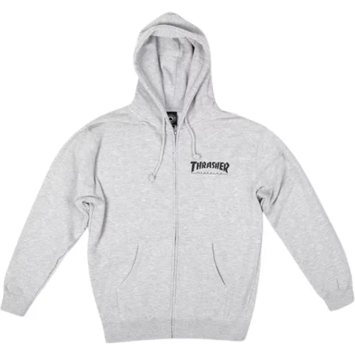 Logo Zip Hoodie Sweatshirt Grau/Schwarz , Herren, Größe: L - Thrasher - Modalova