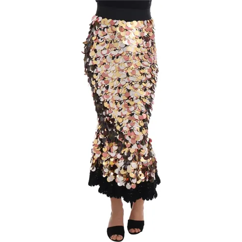 Maxi Skirts,Glamouröser Gold Pailletten Peplum Rock - Dolce & Gabbana - Modalova
