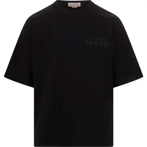 Schwarzes Oversized Logo T-Shirt , Herren, Größe: M - alexander mcqueen - Modalova