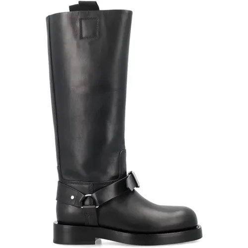 Closed High-Top Leather Boots , female, Sizes: 6 1/2 UK - Burberry - Modalova