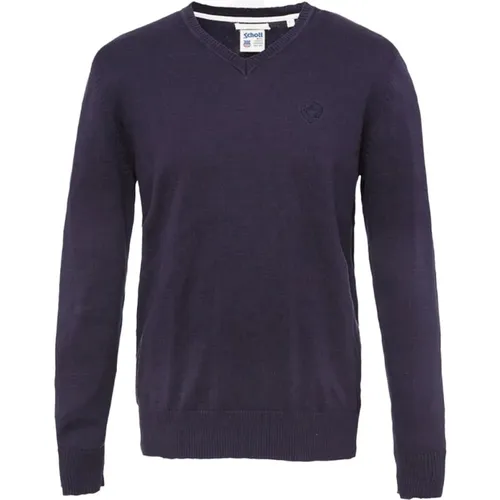 Baumwoll V-Ausschnitt Pullover - Tons: les Bleus , Herren, Größe: 2XL - Schott NYC - Modalova