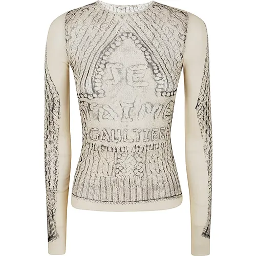 Printed Mesh Long Sleeve Top , female, Sizes: L, M - Jean Paul Gaultier - Modalova