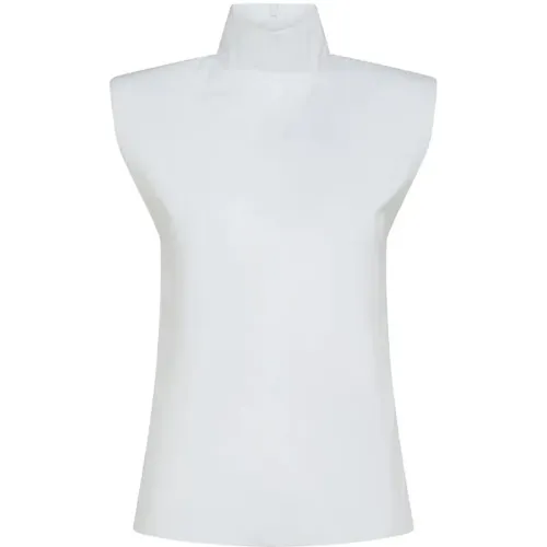 Weißes ärmelloses Hemd Regular Fit , Damen, Größe: XS - SPORTMAX - Modalova