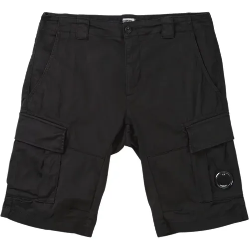 Schwarze Stretch-Cargo-Shorts , Herren, Größe: M - C.P. Company - Modalova