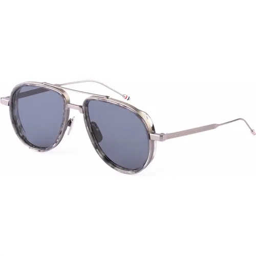 Sunglasses, male, , Size: 56 MM Grey Sunglasses for Men Aw24 - Thom Browne - Modalova