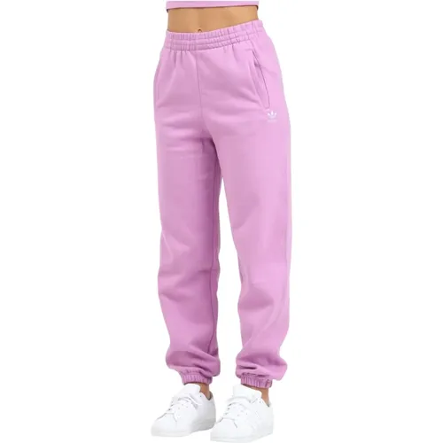 Essentials Fleece Loose Lila Sportliche Hose , Damen, Größe: XS - adidas Originals - Modalova