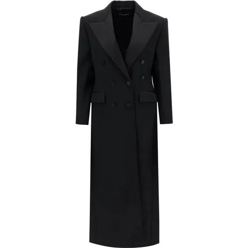 Double-Breasted Wool Tuxedo Coat , female, Sizes: S, M - Dolce & Gabbana - Modalova