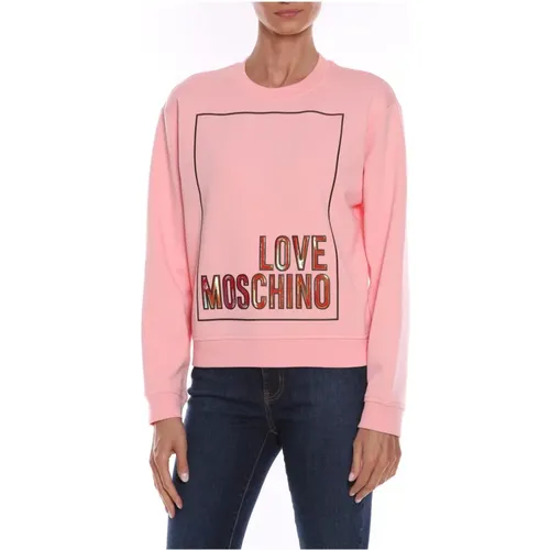 T-Shirt Kleid mit Grafischem Druck und Logo , Damen, Größe: S - Love Moschino - Modalova