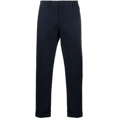 Chinos, male, , Size: W31 Navy Capri Cotton Trousers - Fay - Modalova