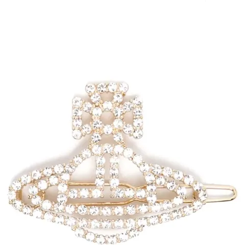 Golden Annalisa Clip with Crystal Decorations , female, Sizes: ONE SIZE - Vivienne Westwood - Modalova