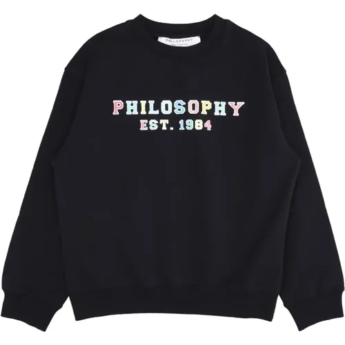 Schwarzer Baumwoll-Sweatshirt mit Logo - Philosophy di Lorenzo Serafini - Modalova