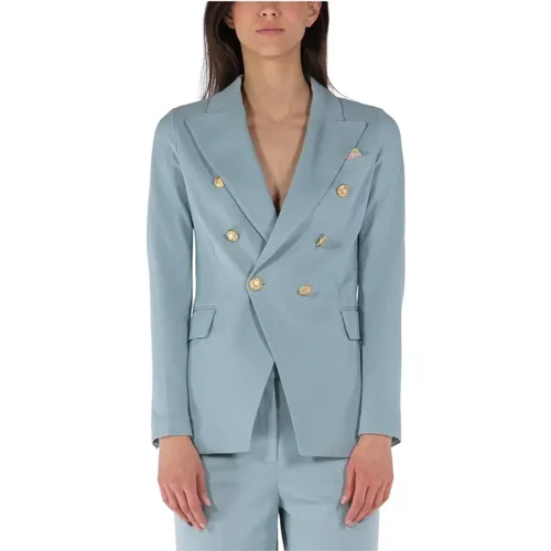 Blazers, female, , Size: XS Double-Breasted Oxford Jacket - Circolo 1901 - Modalova