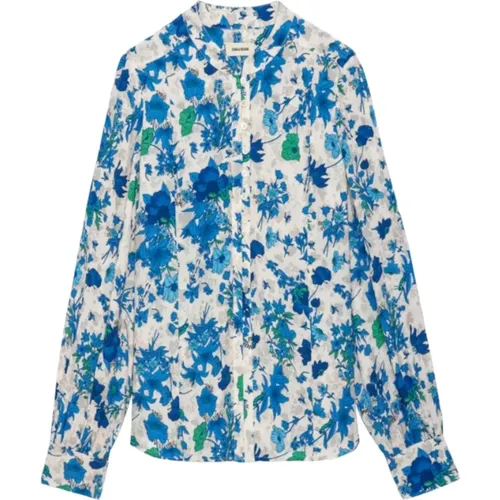 Blaue Bluse mit Blumenmuster , Damen, Größe: M - Zadig & Voltaire - Modalova
