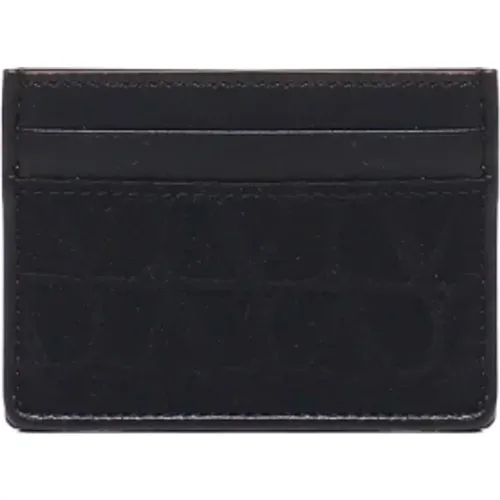 Wallets & Cardholders, male, , Size: ONE SIZE Leather Card Holder Wallet - Valentino Garavani - Modalova