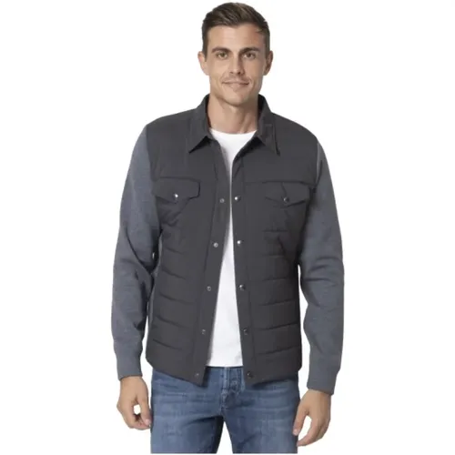 Graue Bi-Material Jacke Hemd - Gran Sasso - Modalova