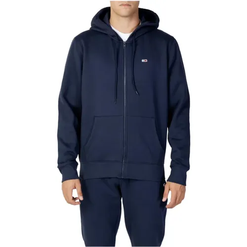 Zip-throughs, male, , Size: XS Plain Hooded Sweatshirt with Zipper - Tommy Jeans - Modalova