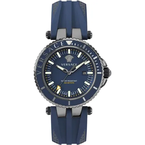 Diver Dial Steel Case Watch , male, Sizes: ONE SIZE - Versace - Modalova