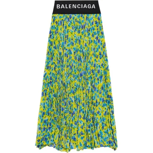 Floral Print Pleated Midi Skirt , female, Sizes: M, S - Balenciaga - Modalova