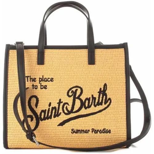 Straw Midi Bag with Leather Accents , female, Sizes: ONE SIZE - MC2 Saint Barth - Modalova
