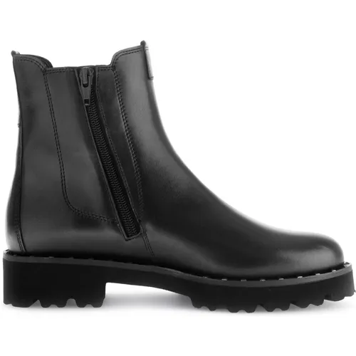 Schwarze Leder Chelsea Boots , Damen, Größe: 39 EU - Gabor - Modalova