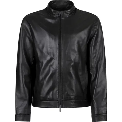 Leather Jacket with Zip Fastening , male, Sizes: S - Calvin Klein - Modalova