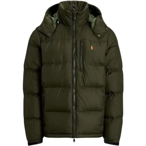 Down Jackets, male, , Size: S Water-Repellent Down Jacket with Detachable Hood - Polo Ralph Lauren - Modalova