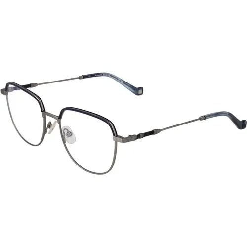 Glasses, male, , Size: ONE SIZE Blue-Filter Metal Optical Frames Round Style - Hackett - Modalova