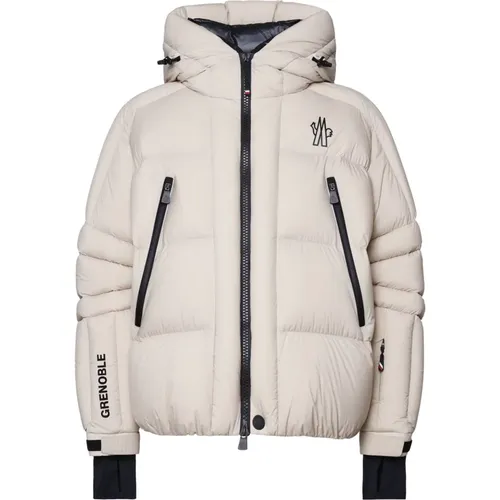 Weiße Nylon Reißverschluss Jacke Creme - Moncler - Modalova