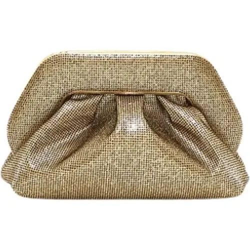 Clutches, female, , Size: ONE SIZE Gold Strass Clutch Bag Vegan Fabric - THEMOIRè - Modalova