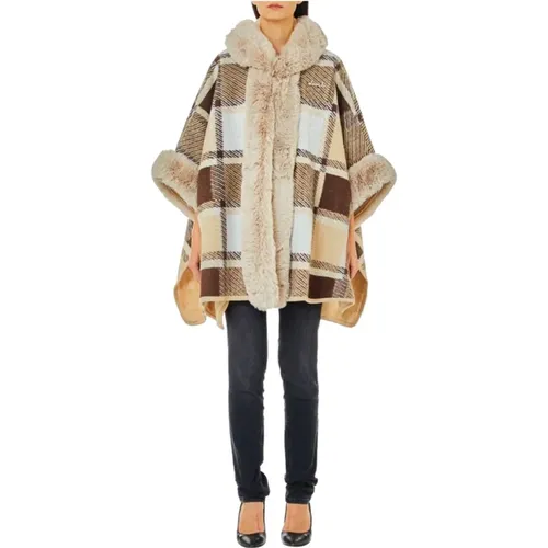 Beiger Fransiger Poncho Mantel Trendy Vielseitig - Liu Jo - Modalova