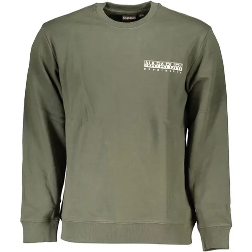 Grüner Fleece-Sweatshirt mit Rundhalsausschnitt , Herren, Größe: 2XL - Napapijri - Modalova