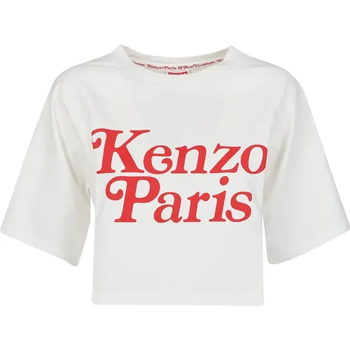 Boxy T-Shirt in Blanc Casse , Damen, Größe: S - Kenzo - Modalova