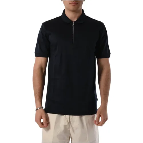 Cotton Polo with Zip Collar , male, Sizes: L, M, 2XL, XL - Hugo Boss - Modalova