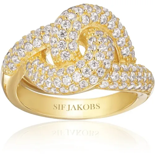 Eleganter Vergoldeter Zirkonia Ring , Damen, Größe: 56 MM - Sif Jakobs Jewellery - Modalova