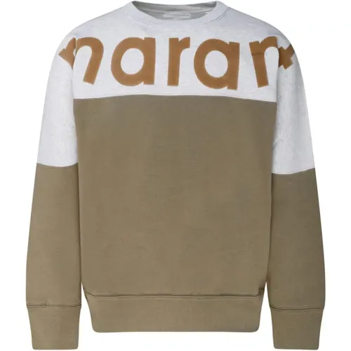 Khaki & Light Grey Logo Sweatshirt , male, Sizes: XL, L, M - Isabel marant - Modalova