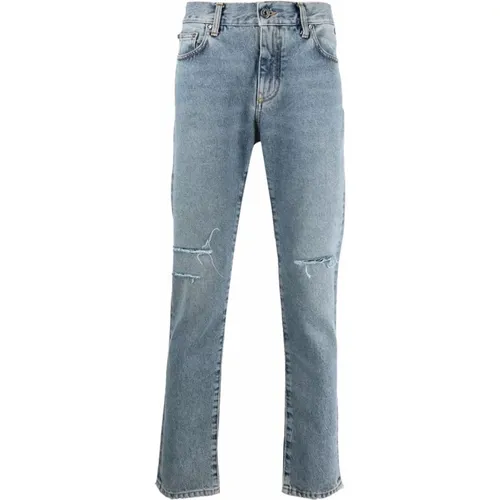 Schmal geschnittene Jeans , Herren, Größe: W30 - Off White - Modalova