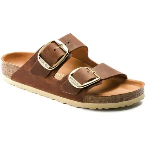 Sliders, female, , Size: 10 US Sandals Arizona Big Buckle Oiled Leather - Birkenstock - Modalova