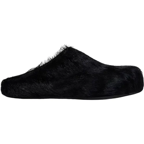 Mules, male, , Size: 11 US Long haircalfskin fussbett sabot - Marni - Modalova